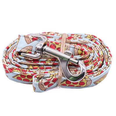 PIZZA Βαμβακερό υφασμάτινο γιακά σκύλου και σετ λουριών με παπιγιόν για μεγάλα και μικρά αξεσουάρ για κατοικίδια με μεταλλική πόρπη σκύλου