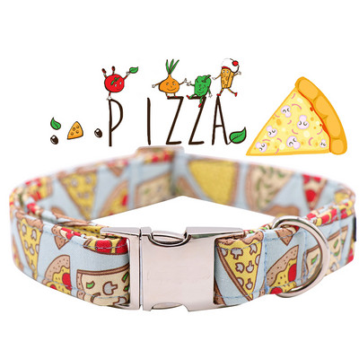 PIZZA Βαμβακερό υφασμάτινο γιακά σκύλου και σετ λουριών με παπιγιόν για μεγάλα και μικρά αξεσουάρ για κατοικίδια με μεταλλική πόρπη σκύλου