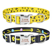 Guler personalizat pentru animale de companie, plăcuță cu nume de cățeluș personalizat, ajustabil, amuzant, cu desene animate, fulger, fani, zgarda de bază pentru pisici pentru câini