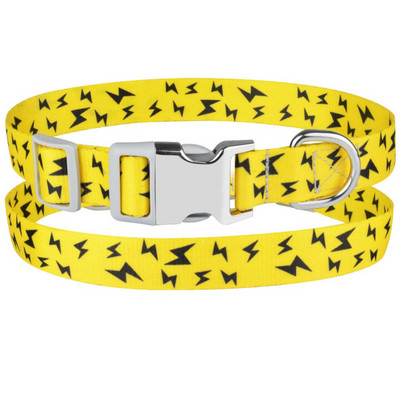 Guler personalizat pentru animale de companie, plăcuță cu nume de cățeluș personalizat, ajustabil, amuzant, cu desene animate, fulger, fani, zgarda de bază pentru pisici pentru câini