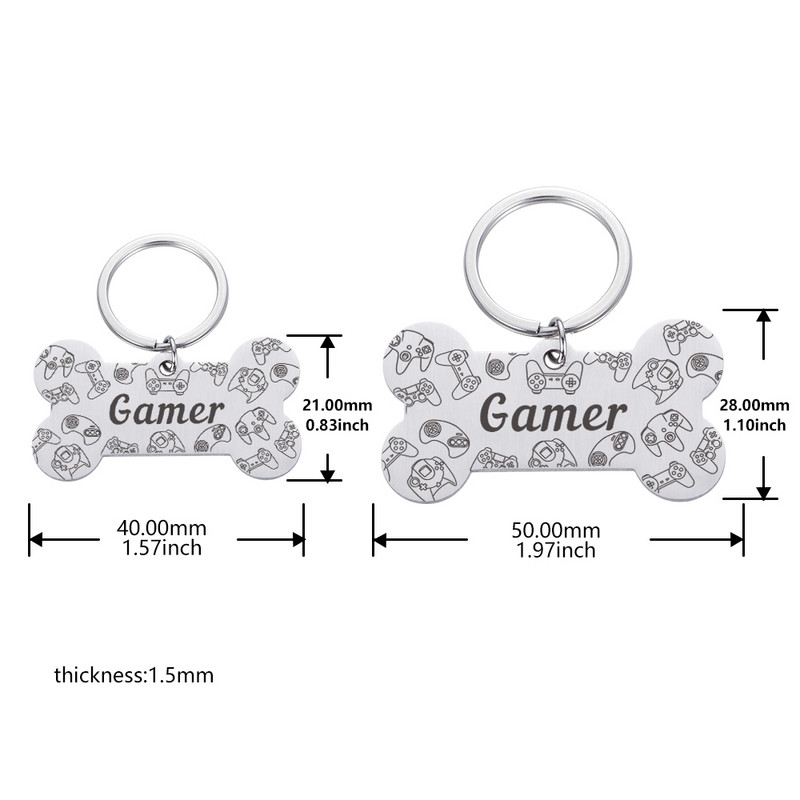 Εξατομικευμένη ετικέτα ταυτότητας κατοικίδιων Δωρεάν χαραγμένο μπρελόκ για το όνομα του κατοικίδιου για γάτα κουτάβι σκύλος Gamer Κρεμαστό κόκκαλο με ετικέτα Αξεσουάρ για κατοικίδια
