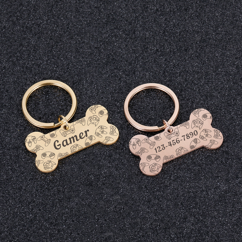 Εξατομικευμένη ετικέτα ταυτότητας κατοικίδιων Δωρεάν χαραγμένο μπρελόκ για το όνομα του κατοικίδιου για γάτα κουτάβι σκύλος Gamer Κρεμαστό κόκκαλο με ετικέτα Αξεσουάρ για κατοικίδια