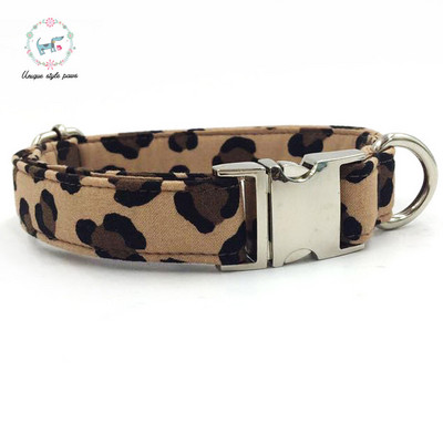 Jedinstven stil Paws Ogrlica za pse i povodac s uzorkom leoparda s leptir mašnom Pamučna ogrlica za pse i mačke i povodac za pse