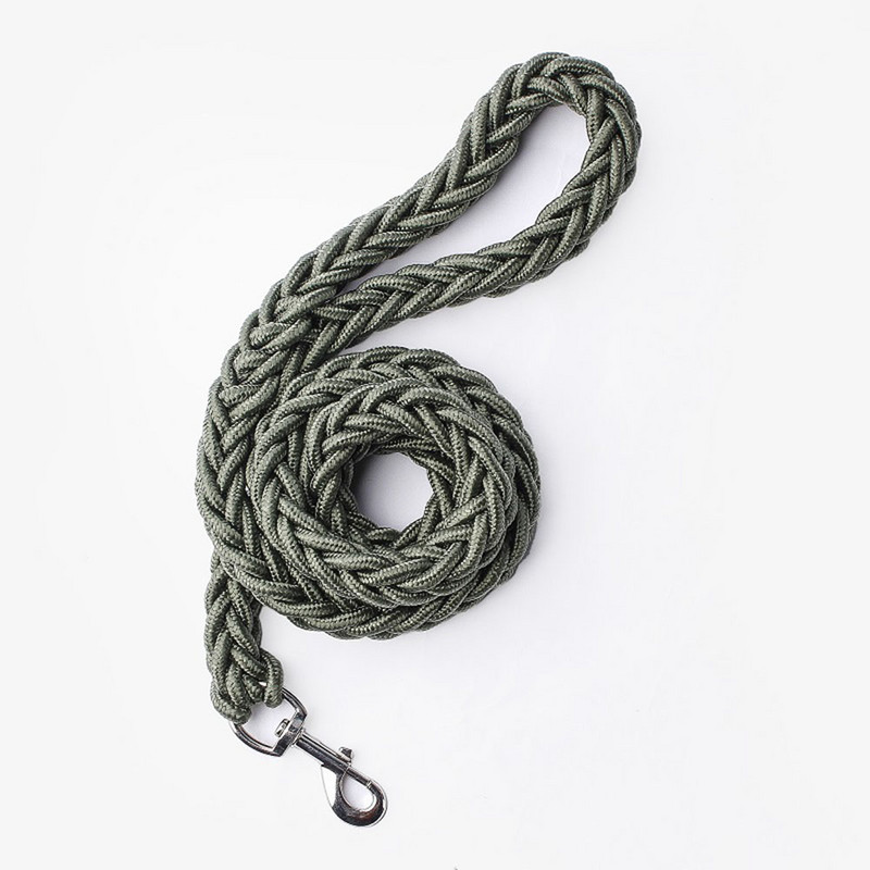 110 cm punutud nailonist suur koerarihm, must roheline, tugev, vastupidav lemmikloomatreeningnöör õues kasutatavad juhtrihmad suurtele koertele prantsuse buldogile