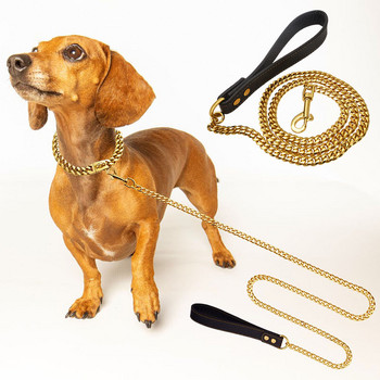 18-каратово злато, каишка за обучение на кучета от неръждаема стомана, кубинска верига за домашни любимци, 10 мм ширина, метално въже за домашни любимци, аксесоари, продукти