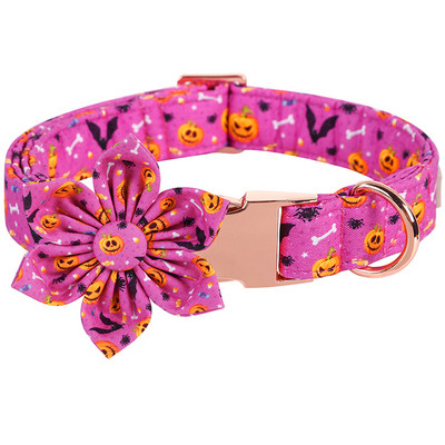 Guler de câine personalizat de Halloween cu papion Guler de câine Pumpkim Guler de câine ajustabil pentru cățeluș pentru câine mare, mediu mic