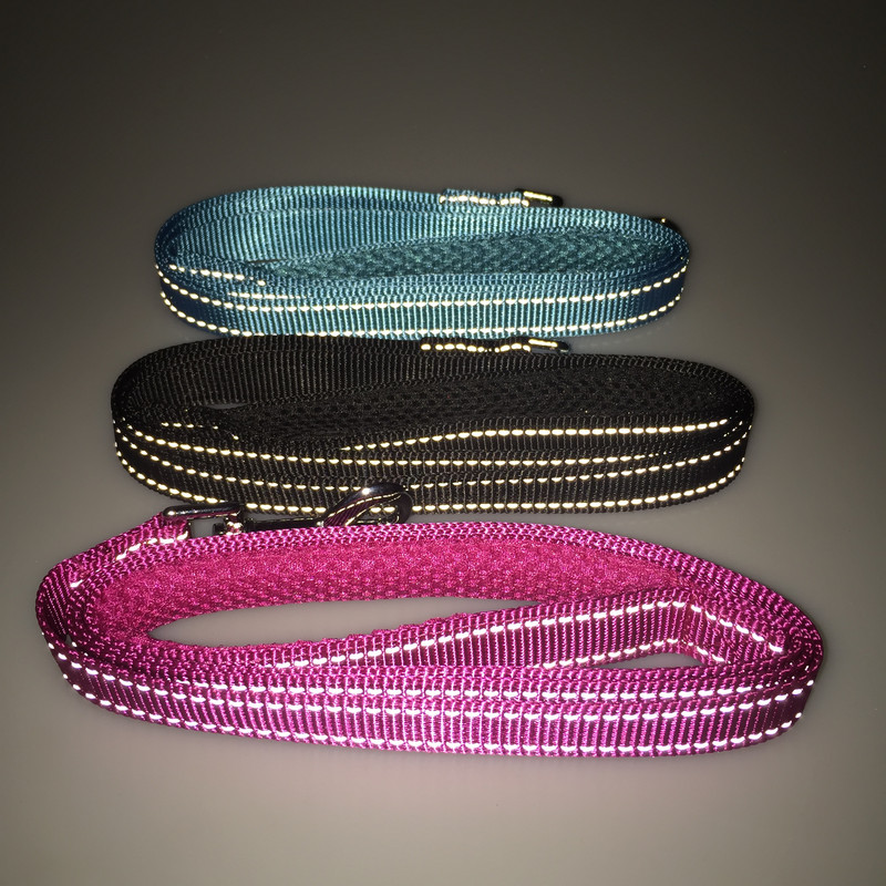 Lesă pentru câini din nailon reflectorizant 3 culori 2 mărimi 2 cm lățime Lesă puternică pentru câini cu mâner căptușit confortabil