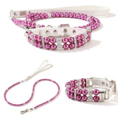 2020. aasta uus luksuslik Pearls lemmiklooma kaelarihma komplekt, õues jooksmine kaelakee helmed kaelarihmad, köis koera kassi kaelarihma keti rihma jaoks