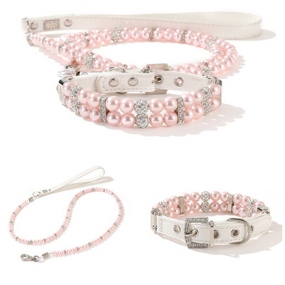 2020. aasta uus luksuslik Pearls lemmiklooma kaelarihma komplekt, õues jooksmine kaelakee helmed kaelarihmad, köis koera kassi kaelarihma keti rihma jaoks