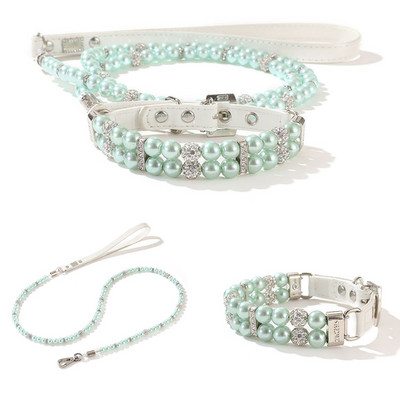 2020. aasta uus luksuslik Pearls lemmiklooma kaelarihma komplekt, õues jooksmine kaelakee helmed kaelarihmad, köis koera kassi kaelarihma keti rihma jaoks