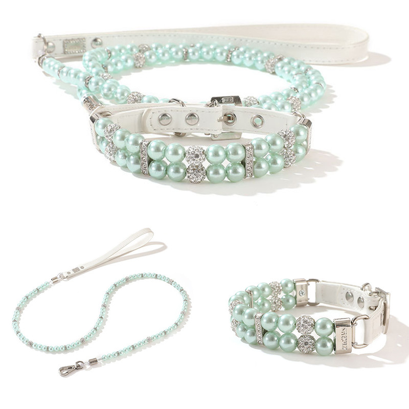2020. aasta uus luksuslik Pearls lemmiklooma kaelarihma komplekt, õues jooksmine kaelakee helmed kaelarihmad, köis koera kassi kaelarihma keti rihma jaoks