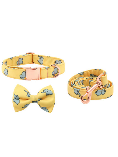 Guler personalizat pentru câini Set centură cu fundătură, elefant mediu, catifea, mărime, guler pentru câine ID personalizat pentru câine de companie