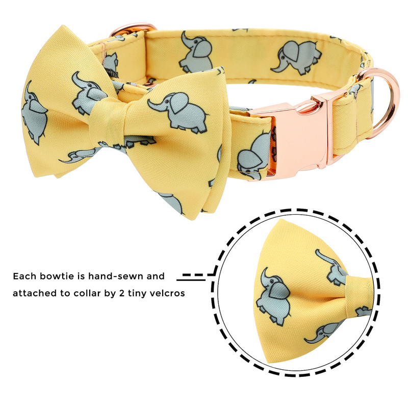 Guler personalizat pentru câini Set centură cu fundătură, elefant mediu, catifea, mărime, guler pentru câine ID personalizat pentru câine de companie