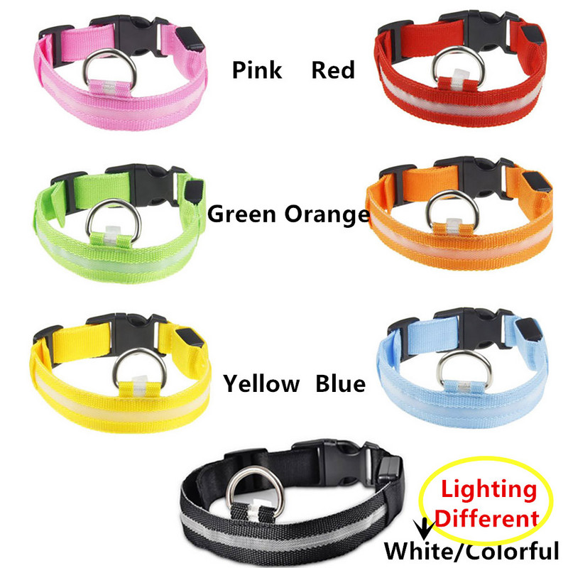 Najlonska LED ogrlica za pse, noćna sigurnosna bljeskalica koja svijetli u mraku povodac za pse, svjetleće fluorescentne ogrlice za pse, pribor za kućne ljubimce