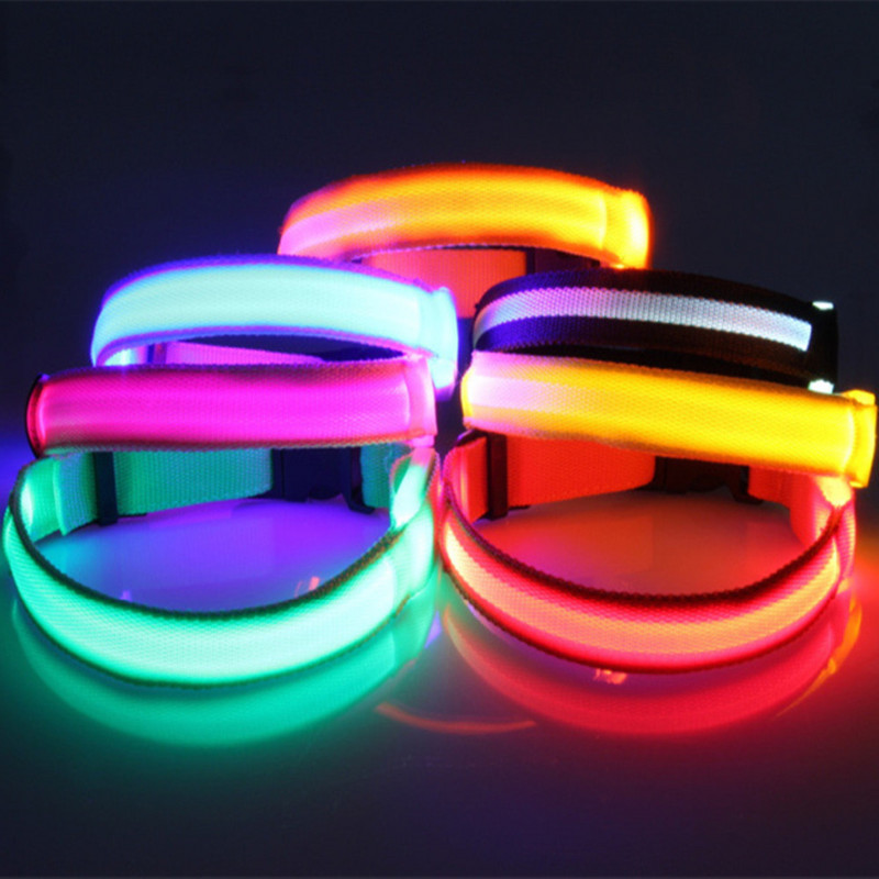 Najlonska LED ogrlica za pse, noćna sigurnosna bljeskalica koja svijetli u mraku povodac za pse, svjetleće fluorescentne ogrlice za pse, pribor za kućne ljubimce