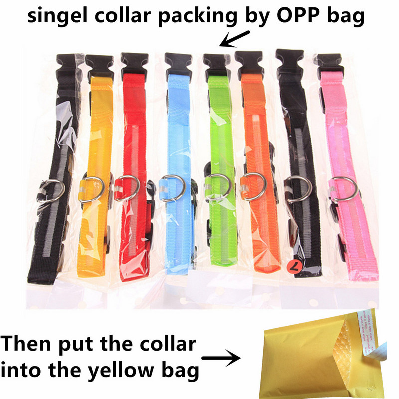 Najlonska LED ogrlica za pse, noćna sigurnosna bljeskalica koja svijetli u mraku povodac za pse, svjetleće fluorescentne ogrlice za pse, pribor za kućne ljubimce