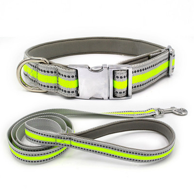 Ανακλαστικό νάιλον γιακά σκύλου και σετ λουριών Ρυθμιζόμενο μαλακό γέμισμα γιακά κουταβιού Μικρό μεσαίο μεγάλο λουρί σχοινιού παρακολούθησης σκύλου Perro