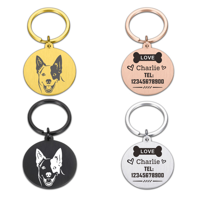 Nouă etichetă de identificare pentru câine, pisică, gravură gratuită personalizată, guler de câine personalizat, farmec pentru animale de companie, pandantiv cu nume, colier pentru pisoi, guler, accesoriu pentru cățeluș