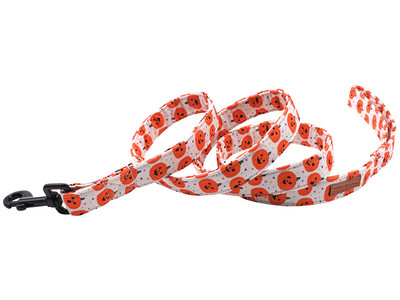 Set de guler și lesă pentru câini din țesătură de bumbac dovleac de Halloween cu papion pentru câini mari și mici, cataramă metalică, accesorii pentru animale de companie