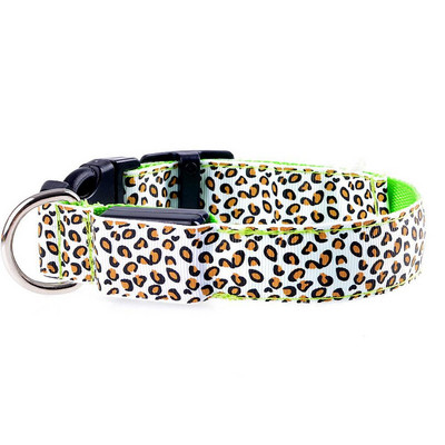 Nylon Leopard LED κολάρο για σκύλους κατοικίδιων ζώων Νυχτερινή ασφάλεια που αναβοσβήνει στο σκοτεινό λουρί σκύλου, Φωτεινά φθορίζοντα περιλαίμια για σκύλους Προμήθειες για κατοικίδια