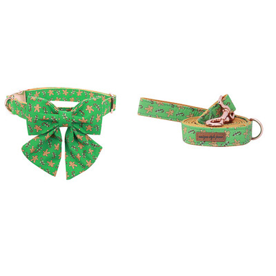 Guler de câine din bumbac de Crăciun cu stil unic Paws cu papion marinar Guler de cățeluș pentru omul din turtă dulce pentru câine mic, mediu mare