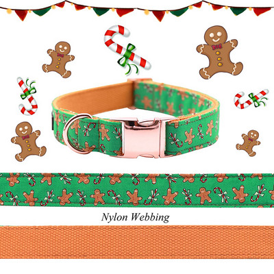 Guler de câine din bumbac de Crăciun cu stil unic Paws cu papion marinar Guler de cățeluș pentru omul din turtă dulce pentru câine mic, mediu mare