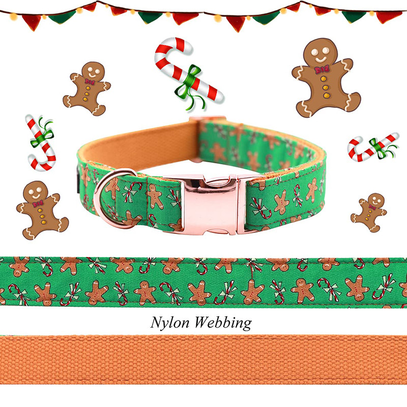 Guler de câine din bumbac de Crăciun cu stil unic Paws cu papion marinar Guler de cățeluș pentru omul din turtă dulce pentru câine mic, mediu mare