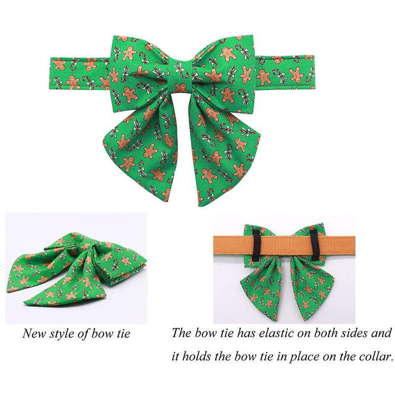 Guler de câine din bumbac de Crăciun cu stil unic Paws cu papion marinar Guler de cățeluș pentru omul din turtă dulce pentru câine mic, mediu mare