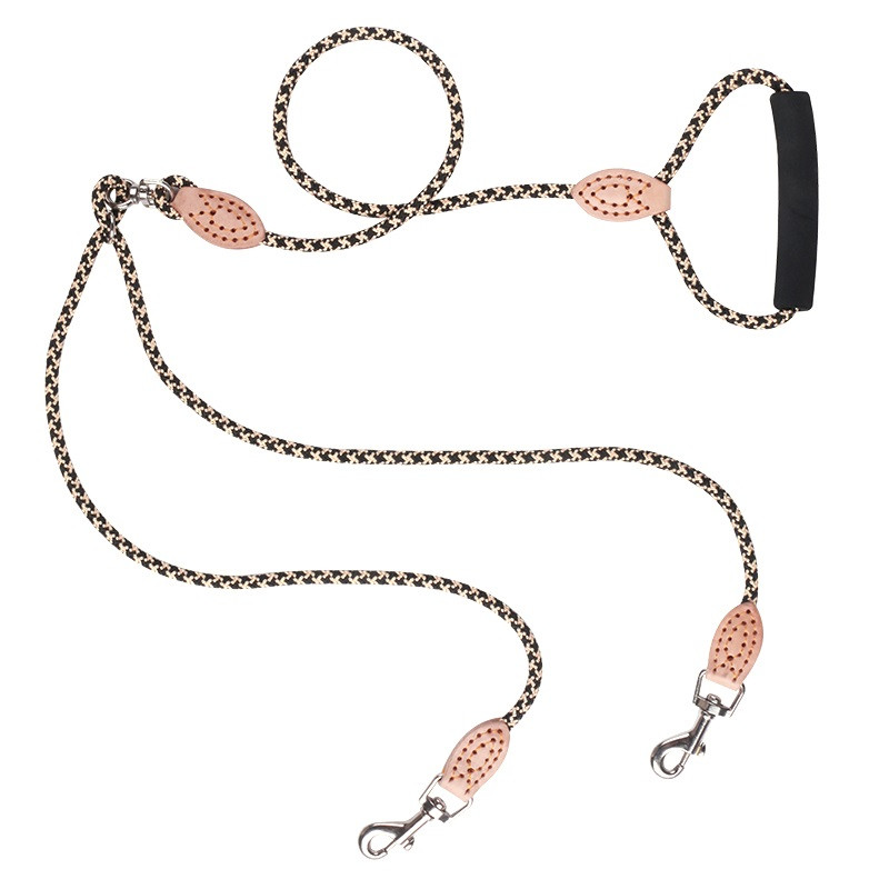 Lese duble pentru câini din nailon Plimbare cu doi câini lesă pentru câini mici Lesă pentru 2 câini Mâner confortabil din spumă pentru animale de companie Frânghie de tracțiune din plumb