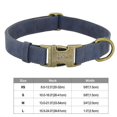 Εξατομικευμένο κολάρο ταυτότητας σκύλου Αντι-χαμένο κολάρο πόρπης για σκύλους από μαλακό δέρμα με επένδυση για μικρά μεσαία μεγάλα σκυλιά Pitbull Pug