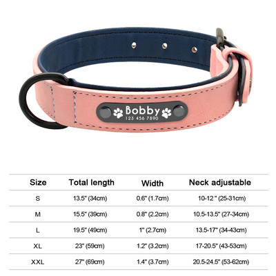 Εξατομικευμένο κολάρο ταυτότητας σκύλου Αντι-χαμένο κολάρο πόρπης για σκύλους από μαλακό δέρμα με επένδυση για μικρά μεσαία μεγάλα σκυλιά Pitbull Pug