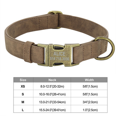 Εξατομικευμένο κολάρο ταυτότητας σκύλου Αντι-χαμένο κολάρο πόρπης για σκύλους από μαλακό δέρμα με επένδυση για μικρά μεσαία μεγάλα σκυλιά Pitbull Pug