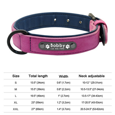Εξατομικευμένο κολάρο ταυτότητας σκύλου Αντι-χαμένο κολάρο πόρπης για σκύλους από μαλακό δέρμα με επένδυση για μικρά μεσαία μεγάλα σκυλιά Pitbull Pug