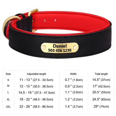 Εξατομικευμένο κολάρο ταυτότητας σκύλου Αντι-χαμένο κολάρο πόρπης για σκύλους από μαλακό δέρμα με επένδυση για μικρά μεσαία μεγάλα σκυλιά Pitbull Pug