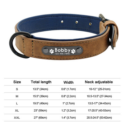 Εξατομικευμένο κολάρο ταυτότητας σκύλου Αντι-χαμένο κολάρο πόρπης για σκύλους από μαλακό δέρμα με επένδυση για μικρά μεσαία μεγάλα σκυλιά Pitbull Pug