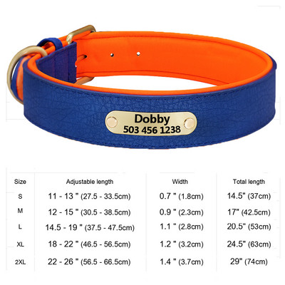 Εξατομικευμένο κολάρο ταυτότητας σκύλου Αντι-χαμένο κολάρο πόρπης για σκύλους από μαλακό δέρμα με επένδυση για μικρά μεσαία μεγάλα σκυλιά Pitbull Pug