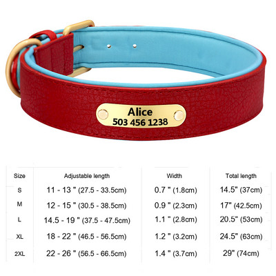 Εξατομικευμένο κολάρο ταυτότητας σκύλου Αντι-χαμένο κολάρο πόρπης για σκύλους από μαλακό δέρμα με επένδυση για μικρά μεσαία μεγάλα σκυλιά Pitbull Pug