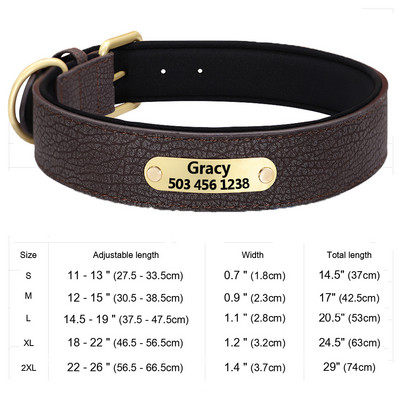 Εξατομικευμένο κολάρο ταυτότητας σκύλου Αντι-χαμένο κολάρο πόρπης για σκύλους από μαλακό δέρμα με επένδυση για μικρά μεσαία μεγάλα σκυλιά Pitbull Pug