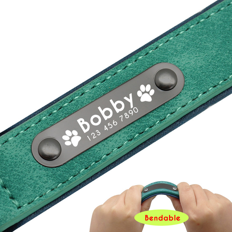 Εξατομικευμένο κολάρο ταυτότητας σκύλου Αντι-χαμένο κολάρο πόρπης για σκύλους από μαλακό δέρμα με επένδυση για μικρά μεσαία μεγάλα σκυλιά Pitbull Pug