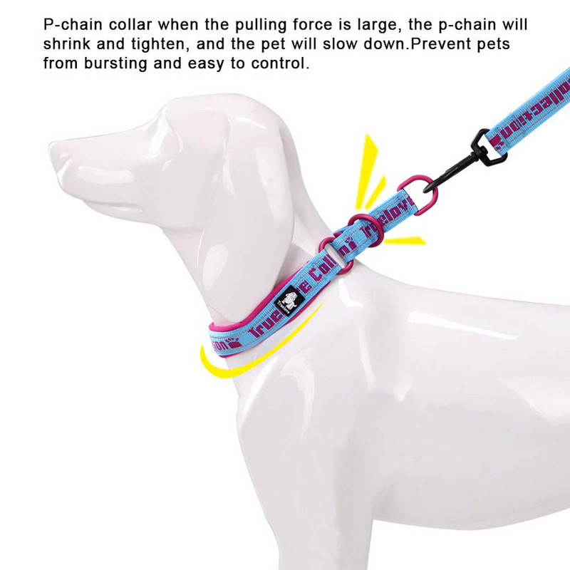 Guler pentru câini din neopren Truelove, nailon, 3M, cu lanț reflectorizant, pentru câini de companie mici, mijlocii mari, cățeluș, moale, reglabil, portocaliu