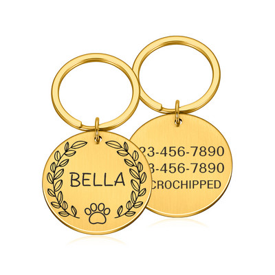 Etichetă de identificare pentru câine personalizată, gravată, etichete cu nume de pisică de companie din metal, accesorii pentru zgarda pentru câini, pandantiv, plăcuță de identificare, breloc cu sclipici