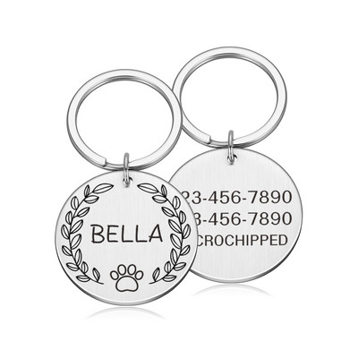 Etichetă de identificare pentru câine personalizată, gravată, etichete cu nume de pisică de companie din metal, accesorii pentru zgarda pentru câini, pandantiv, plăcuță de identificare, breloc cu sclipici