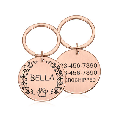 Etichetă de identificare pentru câine personalizată, gravată, etichete cu nume de pisică de companie din metal, accesorii pentru zgarda pentru câini, pandantiv, plăcuță de identificare, breloc cu sclipici