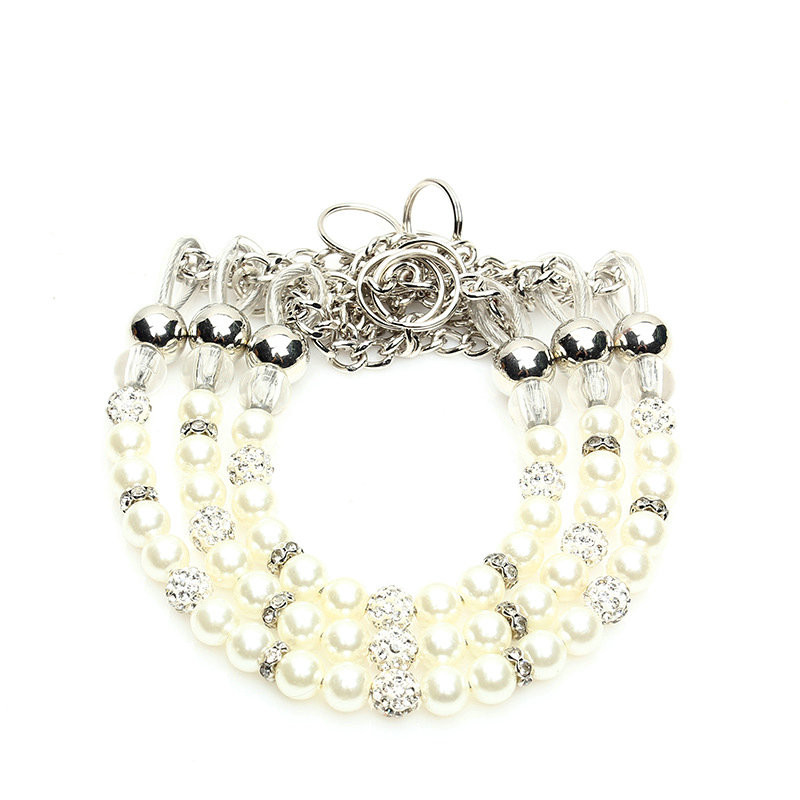 Луксозни перли Комплект каишка за нашийник за домашни любимци Разходка Джогинг Колие на открито Мъниста Нашийници Въже за куче Котка Нашийник Верига