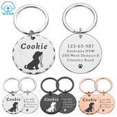 Etichetă personalizată gratuită pentru câine, pisică, pentru animale de companie, etichetă de identificare pentru cățeluș pentru pisică, accesorii pentru guler pentru câini, etichete cu numere gravate pentru câini, pisici