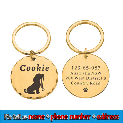 Etichetă personalizată gratuită pentru câine, pisică, pentru animale de companie, etichetă de identificare pentru cățeluș pentru pisică, accesorii pentru guler pentru câini, etichete cu numere gravate pentru câini, pisici
