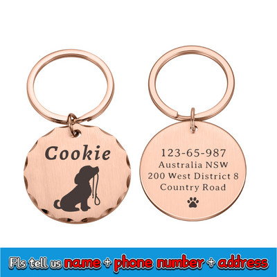 Etichetă personalizată gratuită pentru câine, pisică, pentru animale de companie, etichetă de identificare pentru cățeluș pentru pisică, accesorii pentru guler pentru câini, etichete cu numere gravate pentru câini, pisici