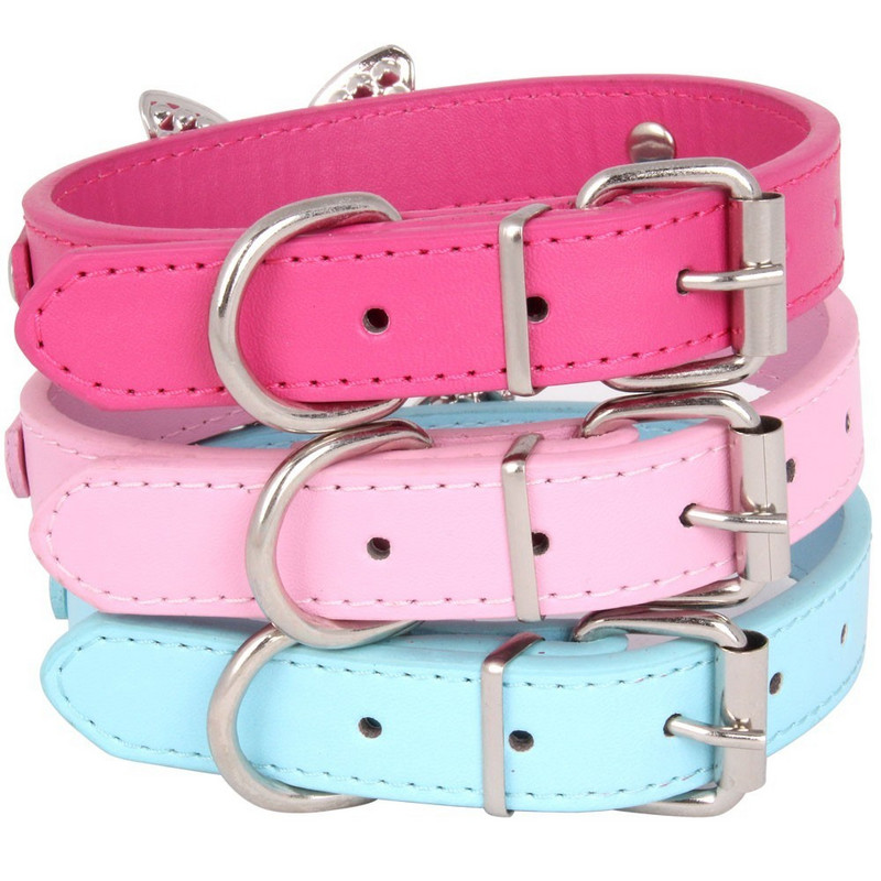 Guler de câine din piele PU pentru animale de companie, pisică, pentru câine, cu strasuri, cu fundă, pentru cățeluș, pentru mic, mediu, mai mare, curea de gât pentru câine Chihuahua Teddy XS/S/M/L