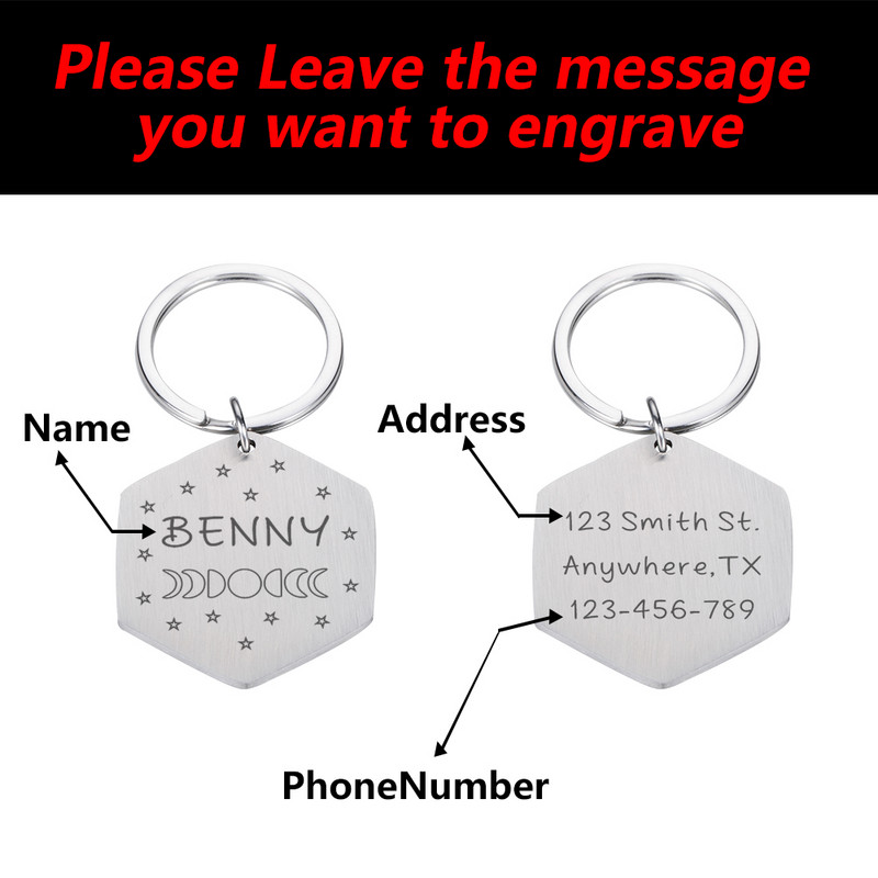 Besplatno graviranje ID kućnih ljubimaca Oznake za pse Privjesak za ključeve Ogrlice za kućne ljubimce Dodaci Ogrlice za pse Od nehrđajućeg čelika Oznake za pse prilagođene kućnim ljubimcima