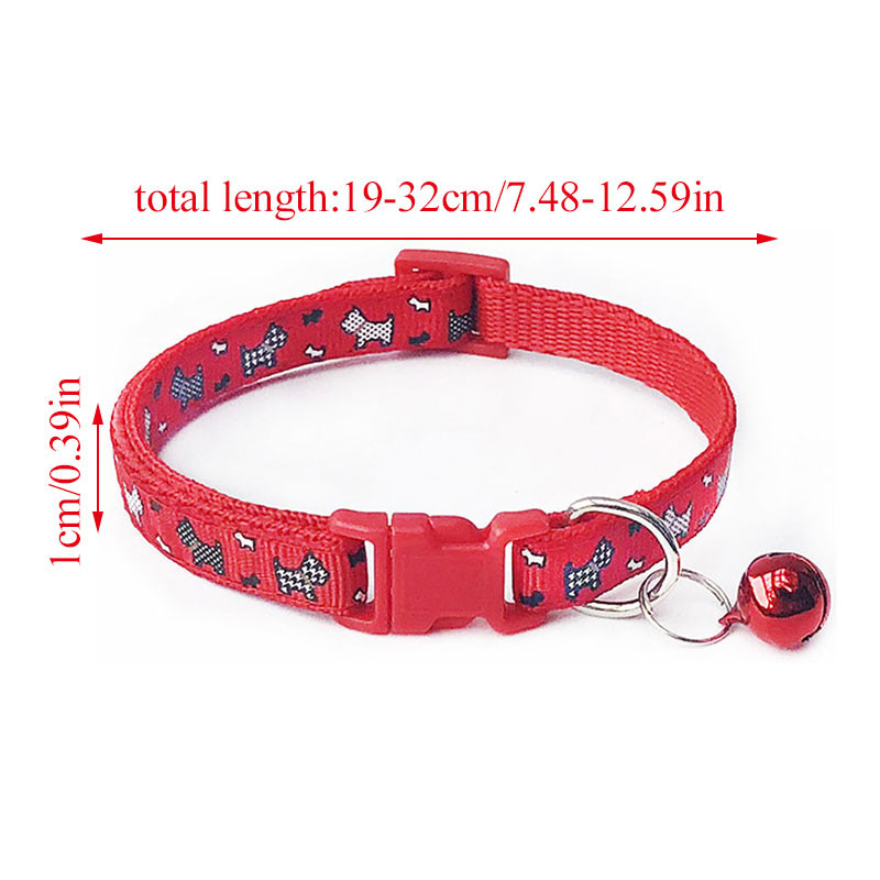 Μόδα χαριτωμένο κολάρο για κατοικίδια με καμπάνα Teddy Pomeranian Dog Print Cartoon Ρυθμιζόμενο κολάρο Κρεμαστό κολιέ με καμπάνα για γάτες